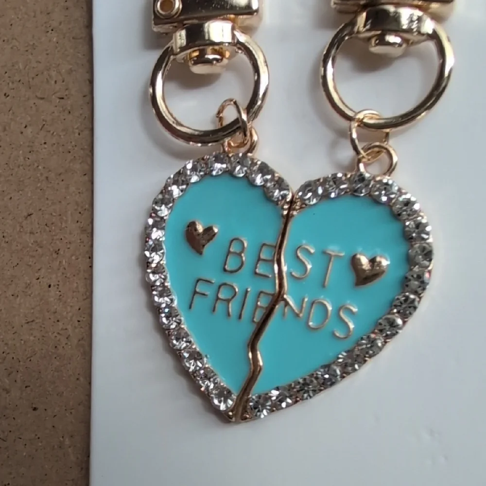 Gold and Blue Best Friends Friendship Heart Zipper Pulls Charms